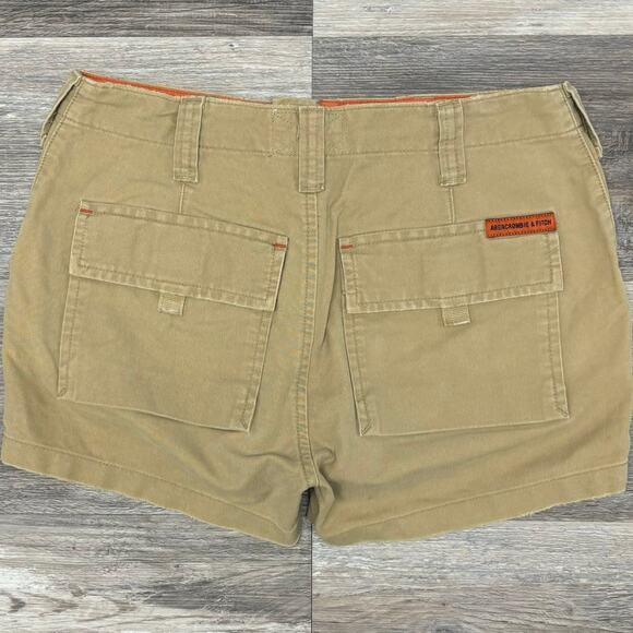 Abercrombie Fitch Shorts Vintage Y2K Tan Womens 2 Utility Cargo Military Shorts - Picture 2 of 12